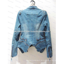 High Fashion 2017 OEM Service Reißverschluss Jeans Jacke Mantel für Frauen Mädchen Damen nach Maß